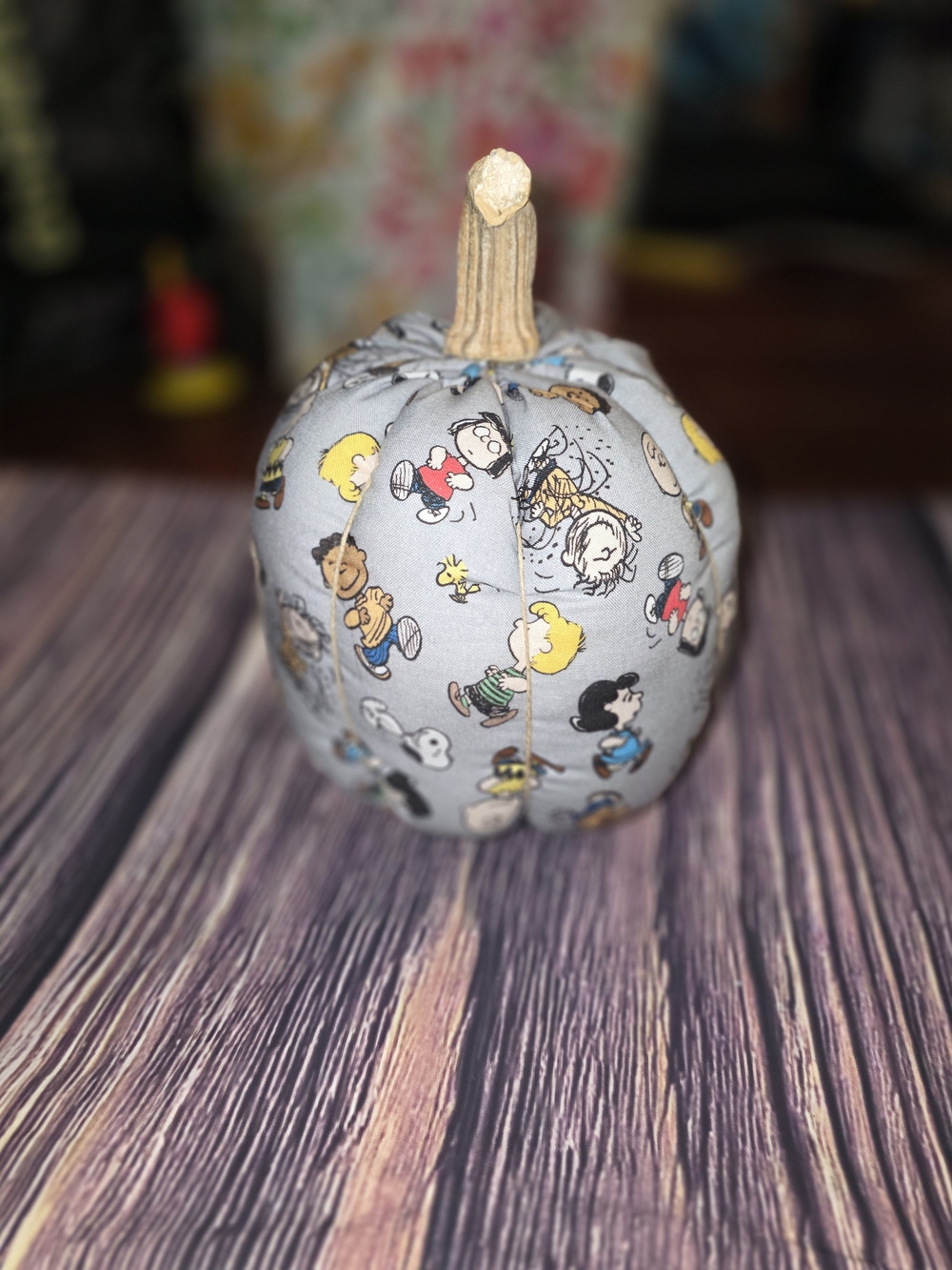 Source Unknown Gray Peanuts Print Fabric Pumpkin Decor